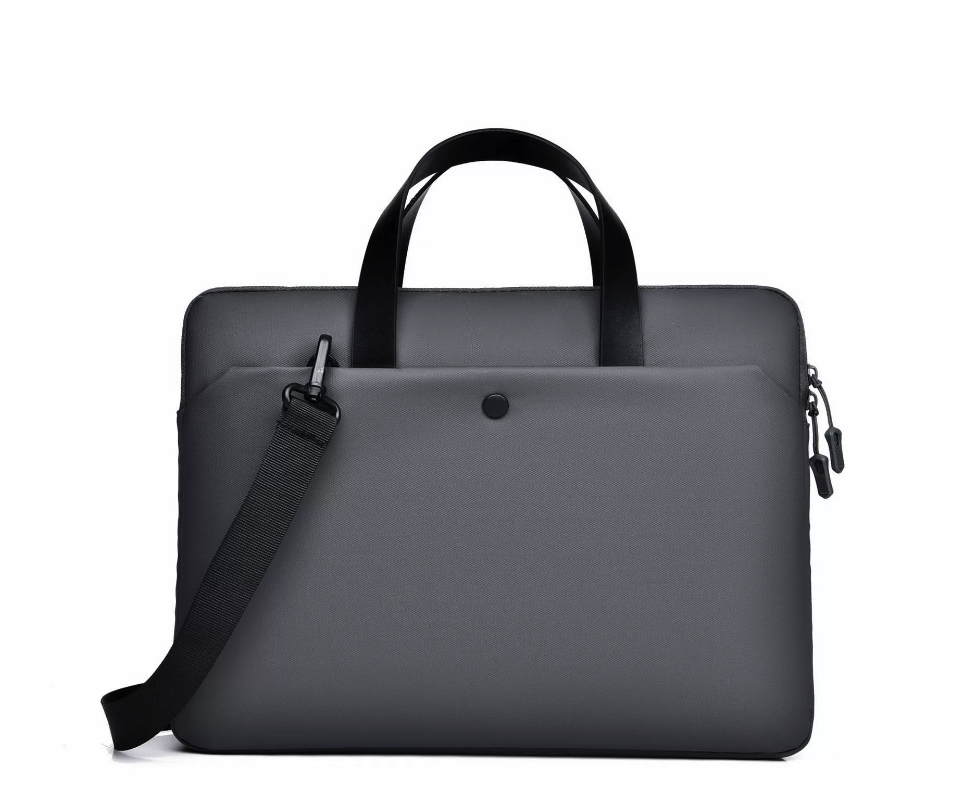 Ultra-thin leather laptop bag, 14-inch, Dark gray [Shoulder strap style](Sample)
